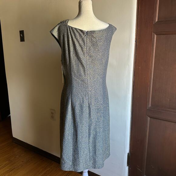 DAVID MEISTER | Blue and Gold Sparkly Cocktail dress - Asymmetric - Size 12 - Picture 4 of 6